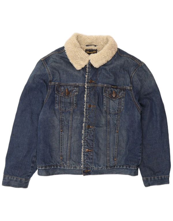 Wrangler Mens Denim Denim Jacket UK 40 Large Blue Cotton