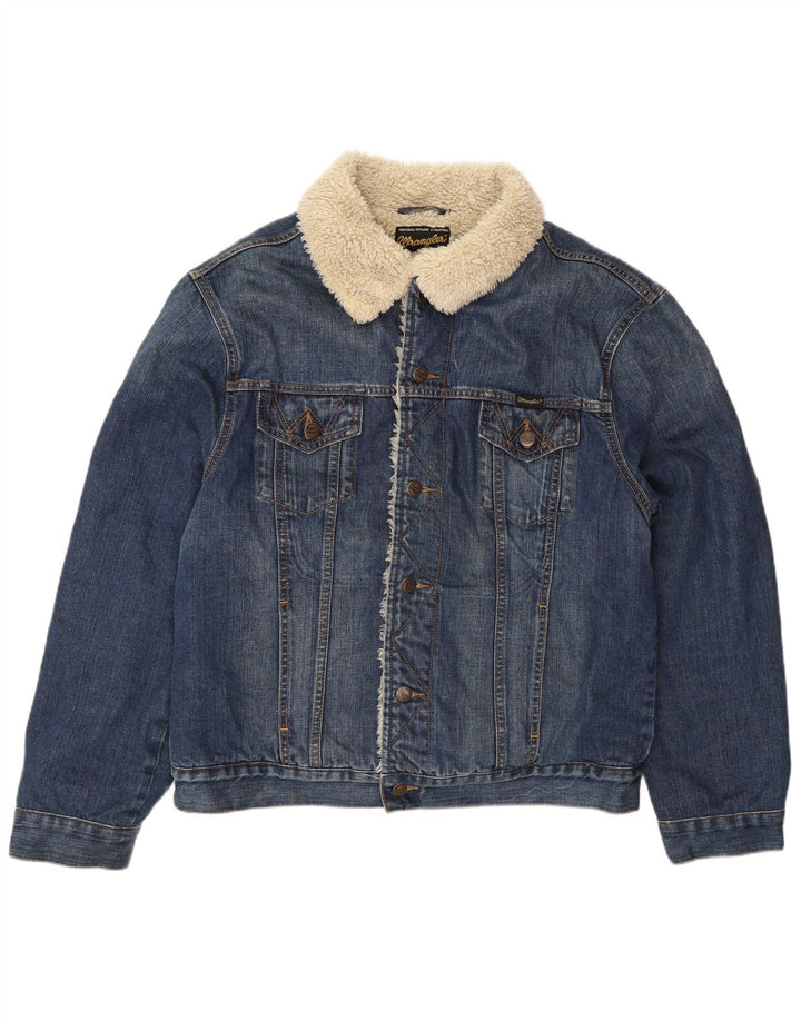 Wrangler Herre Denim Denim Jacket UK 40 Large Blue Cotton