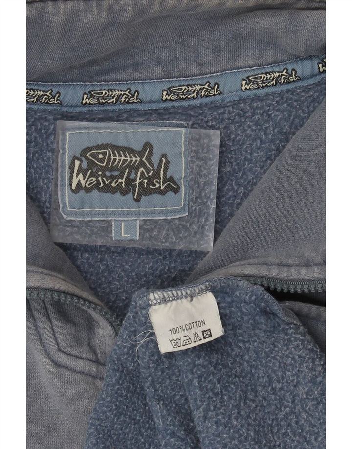 WEIRD FISH Herre Zip Neck Sweatshirt Jumper Stor Blå Bomuld