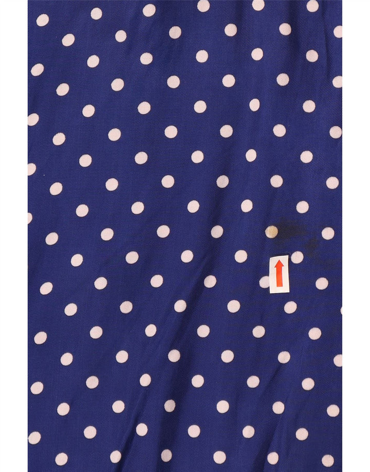 VINTAGE Kortærmet skjortebluse til kvinder UK 14 Large Navy Blue Polka Dot
