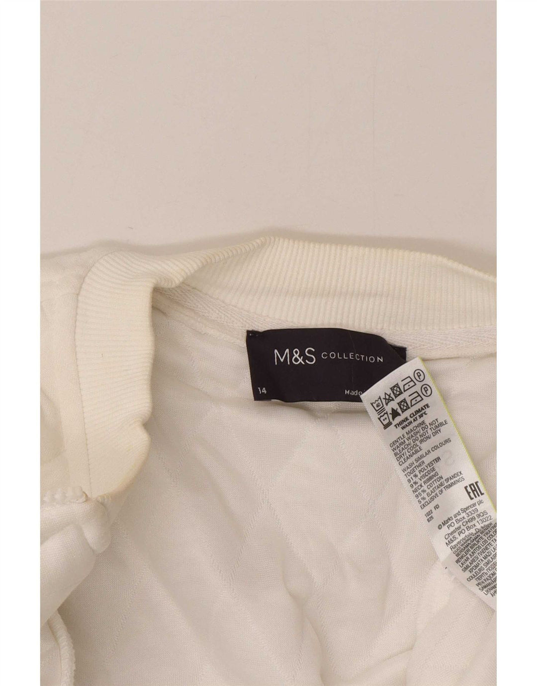 Marks & Spencer Quiltet jakke til kvinder UK 14 Stor hvid polyester