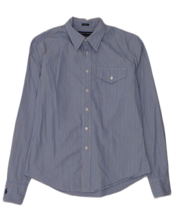 Ralph Lauren Dame Skinny Shirt US 8 Mellemblå stribet bomuld