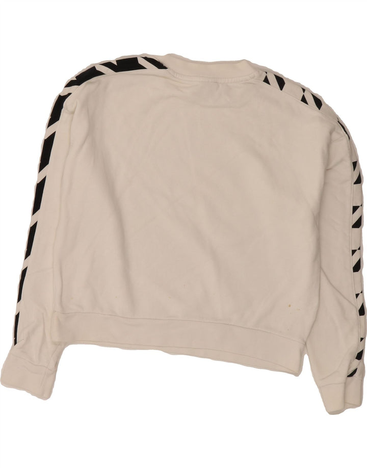 PUMA Womens Crop Graphic Sweatshirt Jumper UK 14 Medium White Vintage Puma and Second-Hand Puma from Messina Hembry 
