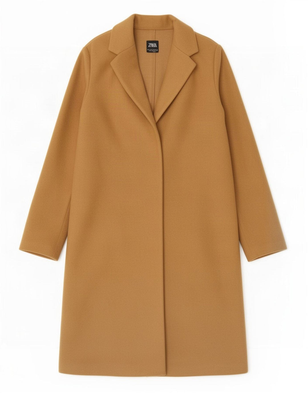Zara Womens Open Overcoat UK 10 Small Beige Polyester