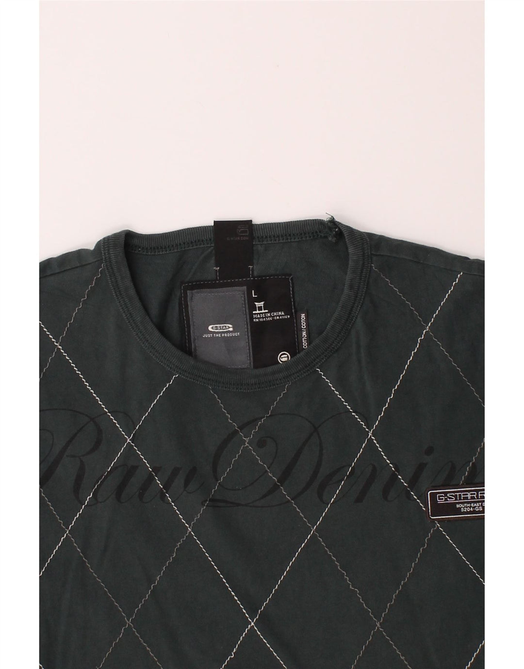 G-STAR Herre Grafisk T-Shirt Top Stor Grå Argyle/Diamant Bomuld
