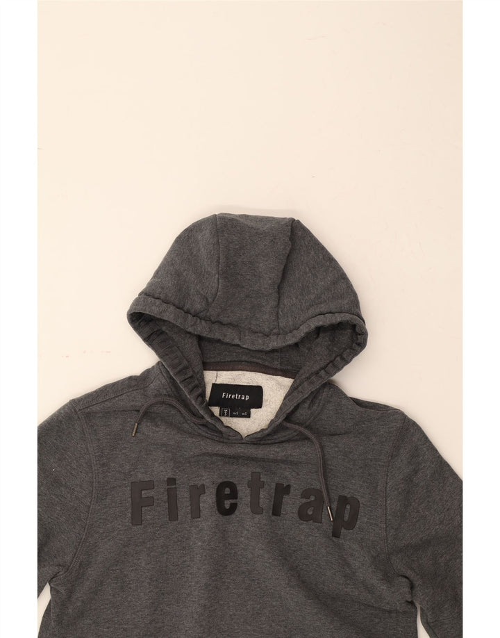 FIRETRAP Mens Graphic Hoodie Jumper Small Grey Vintage Firetrap and Second-Hand Firetrap from Messina Hembry 