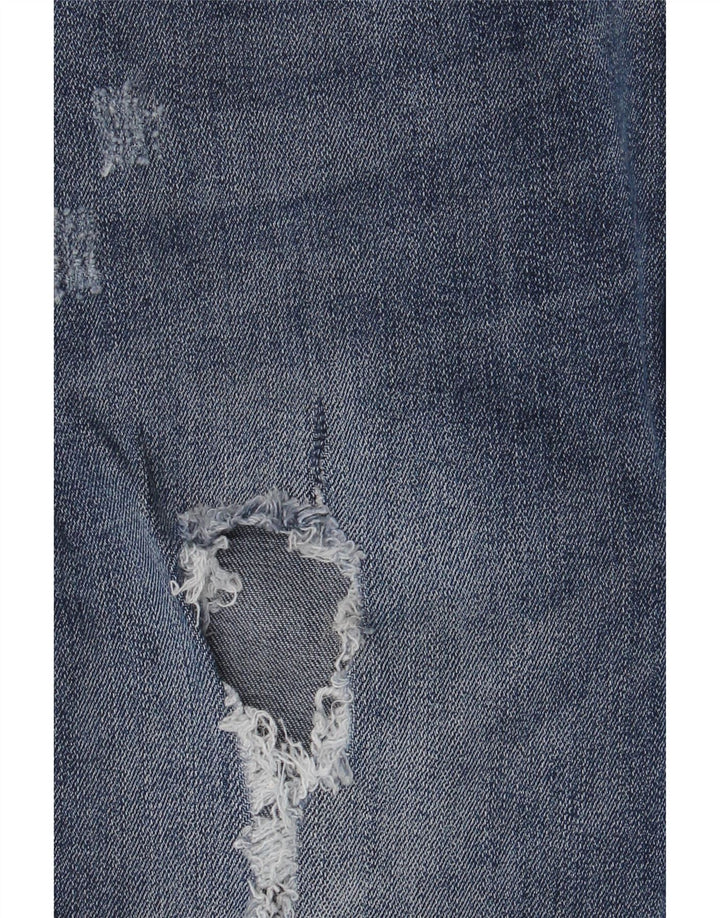 Zara Dame Distressed Slim Jeans W36 L28 Blå Polyester