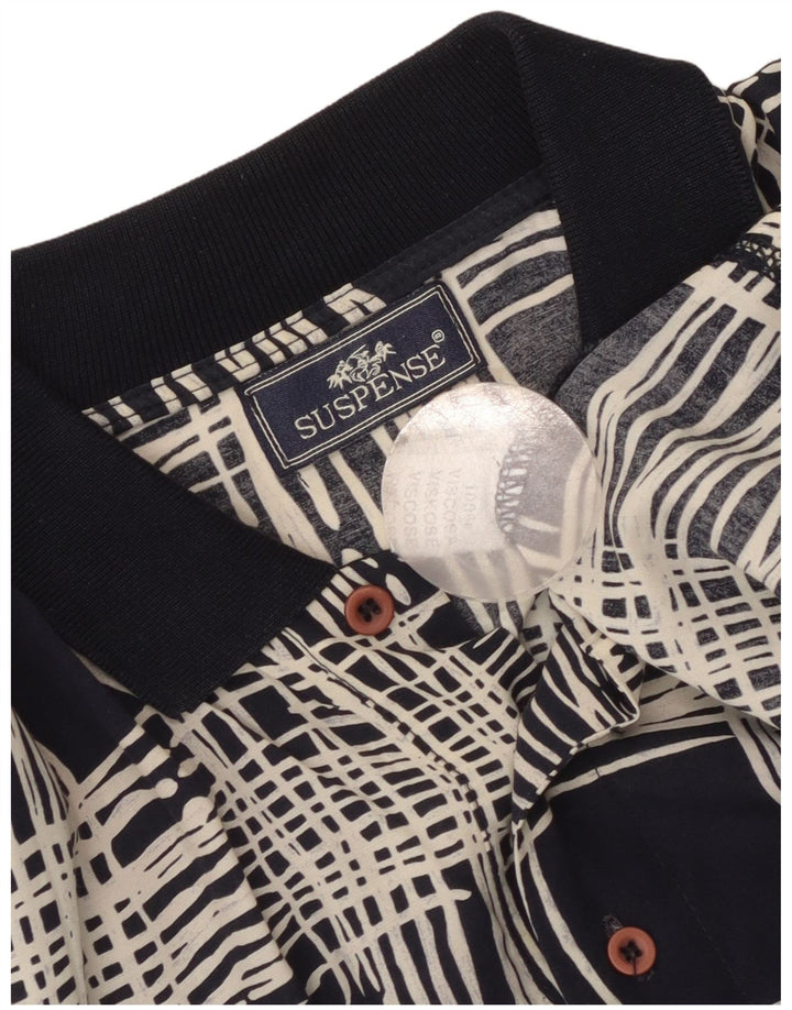 Suspense Herre Kortærmet Pullover Shirt Large Navy Blue Check Viscose