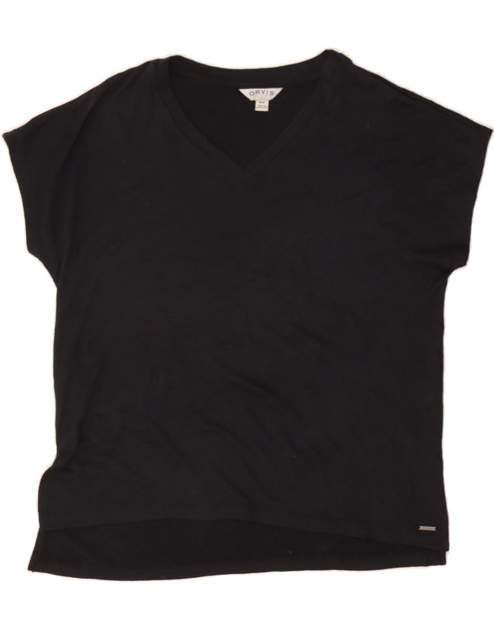ORVIS Womens T-Shirt Top UK 14 Medium Black Vintage Orvis and Second-Hand Orvis from Messina Hembry 