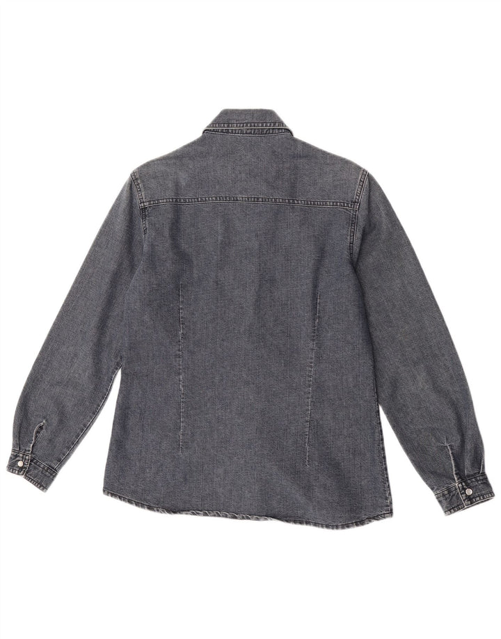 Vintage denimskjorte til kvinder UK 14 mellemgrå bomuld