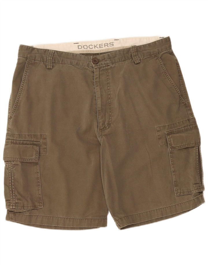 DOCKERS Herre Cargo Shorts W36 Large Khaki Bomuld