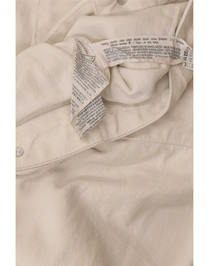 Zara Womens Crop Oversized denimjakke UK 6 XS Hvid Bomuld