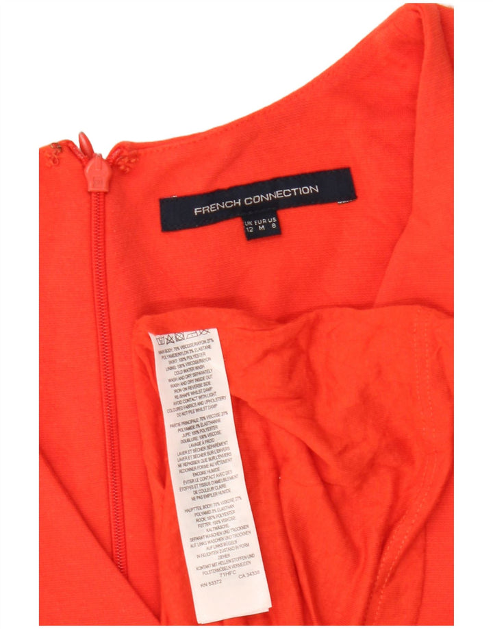 French Connection Dame Ærmeløs A-Line Kjole UK 12 Medium Orange