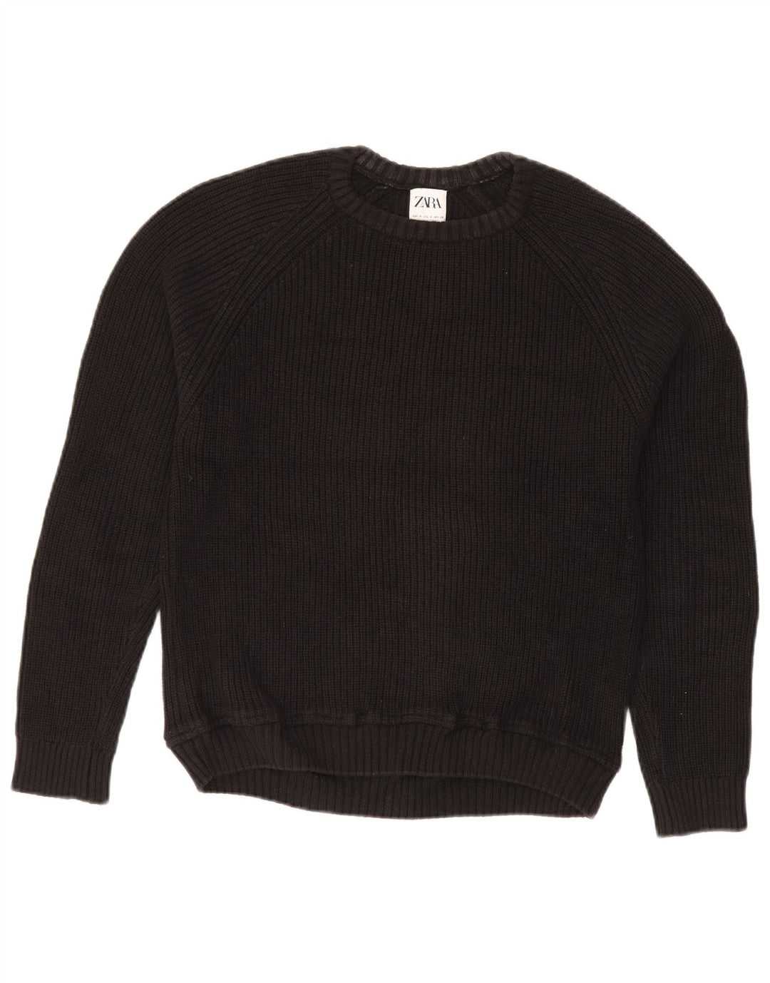 Zara Herre sweater med rund hals, lille sort bomuld