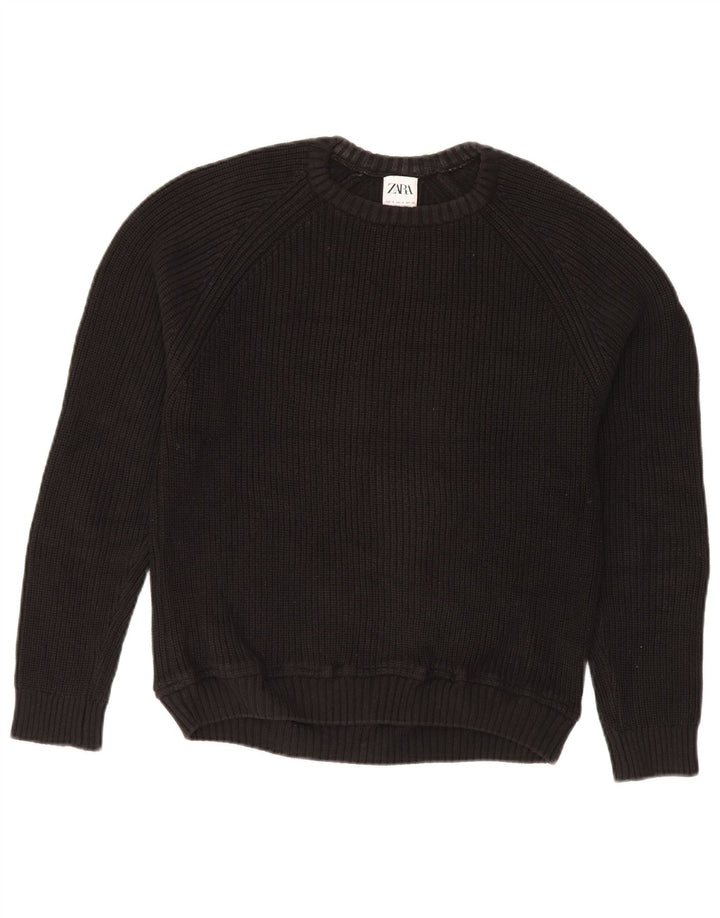 Zara Herre sweater med rund hals, lille sort bomuld