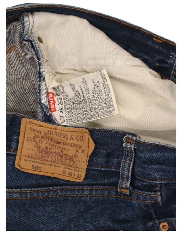 Levi's Herre 501 Straight Jeans W33 L30 Marineblå Bomuld
