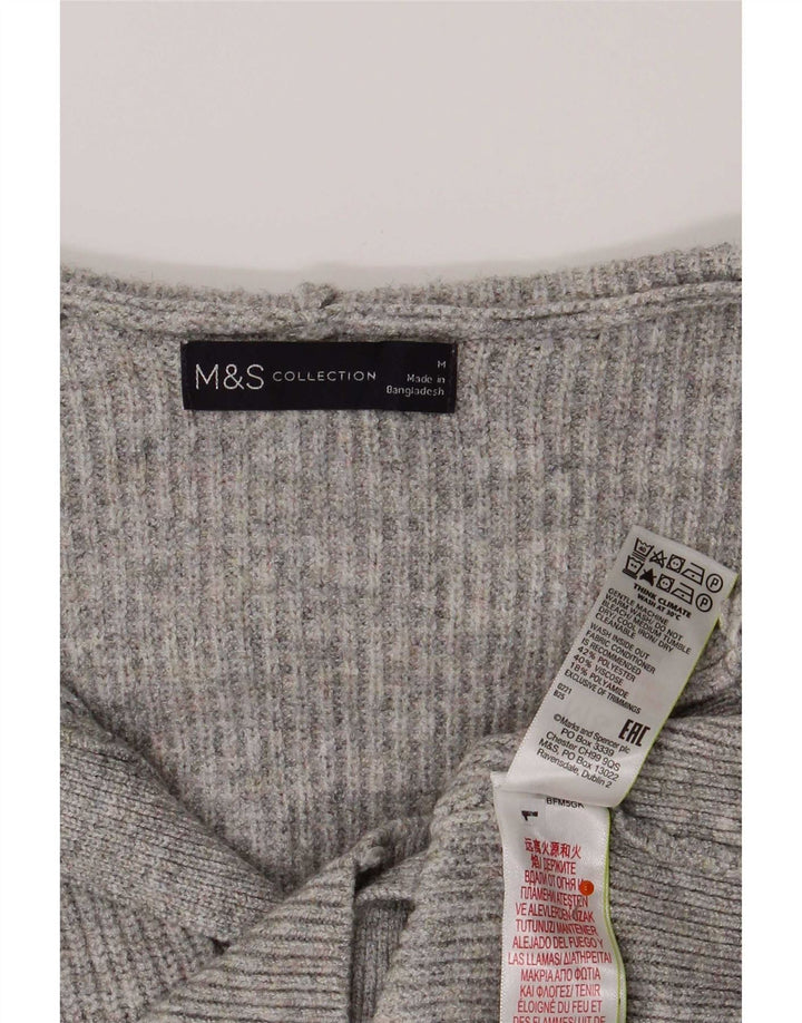Marks & Spencer Dame hætte cardigan sweater UK 14 Medium Grey Polyester
