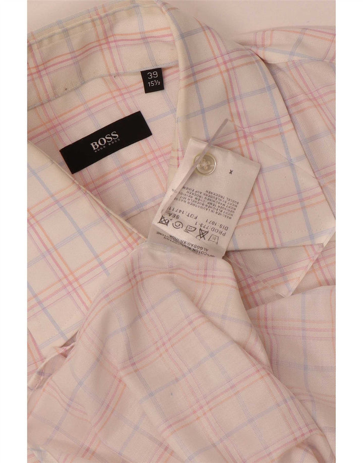Hugo Boss herreskjorte str. 39 15 1/2 Medium Flerfarvet ternet bomuld