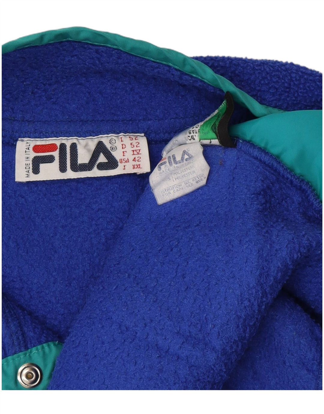 Fila Herre Button Neck Fleece Jumper IT 52 Stor Blå Polyester