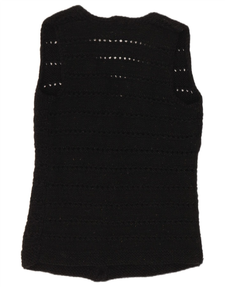 Vintage ærmeløs cardigan sweater til kvinder UK 12 Medium Black