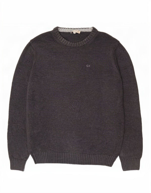 Calvin Klein Mens Boat Neck Jumper Sweater XL Grey Cotton