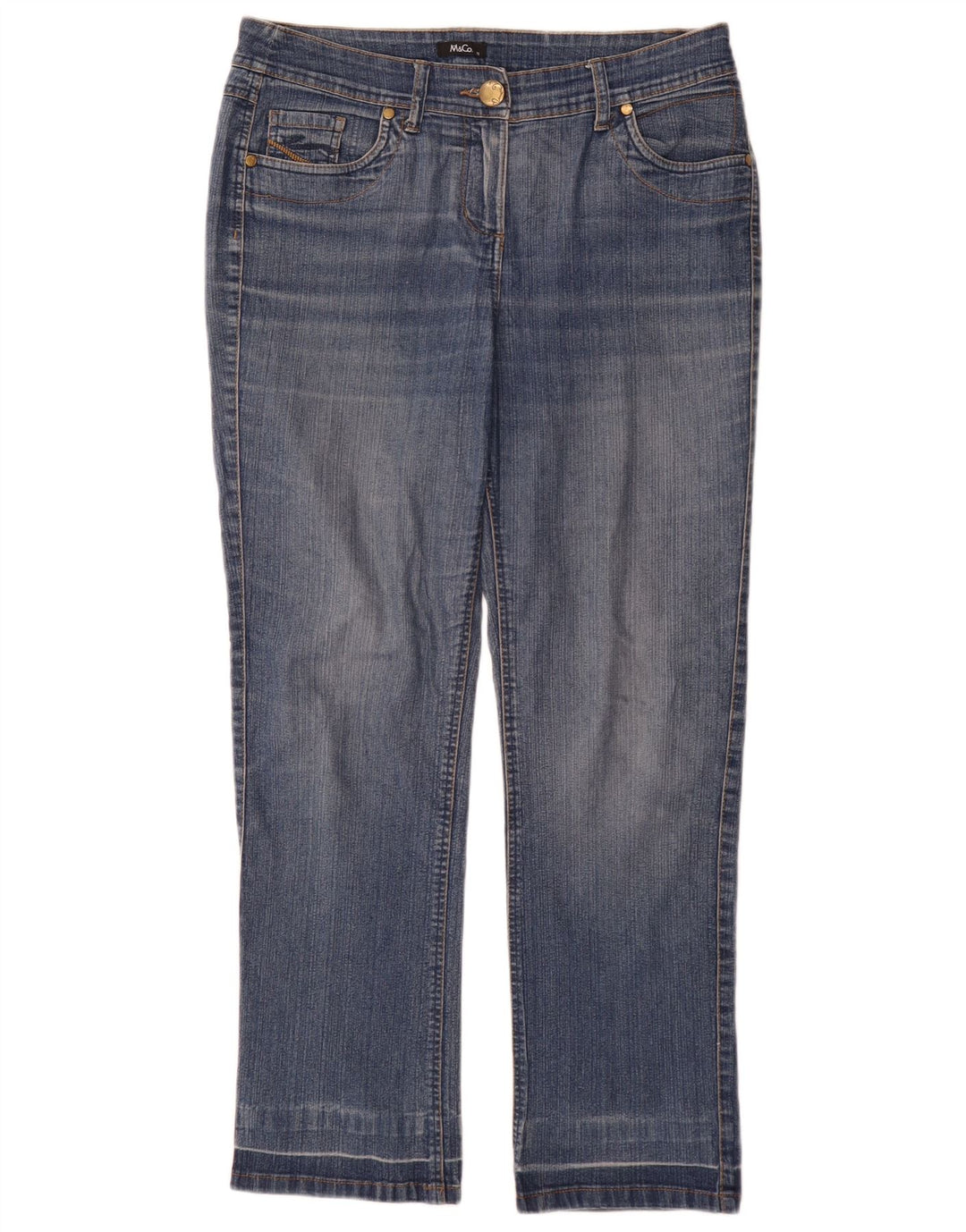 M&Co Dame Straight Jeans UK 12 Medium W32 L30 Blå