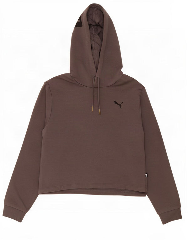 Puma Womens Crop Graphic Hoodie Jumper UK 10 Small Grey Bomuld