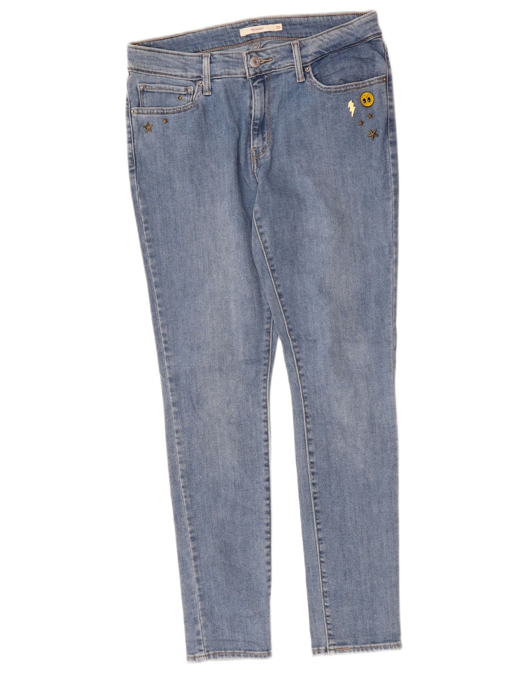 LEVI'S Dame 711 Skinny Jeans W30 L29 Blå Bomuld