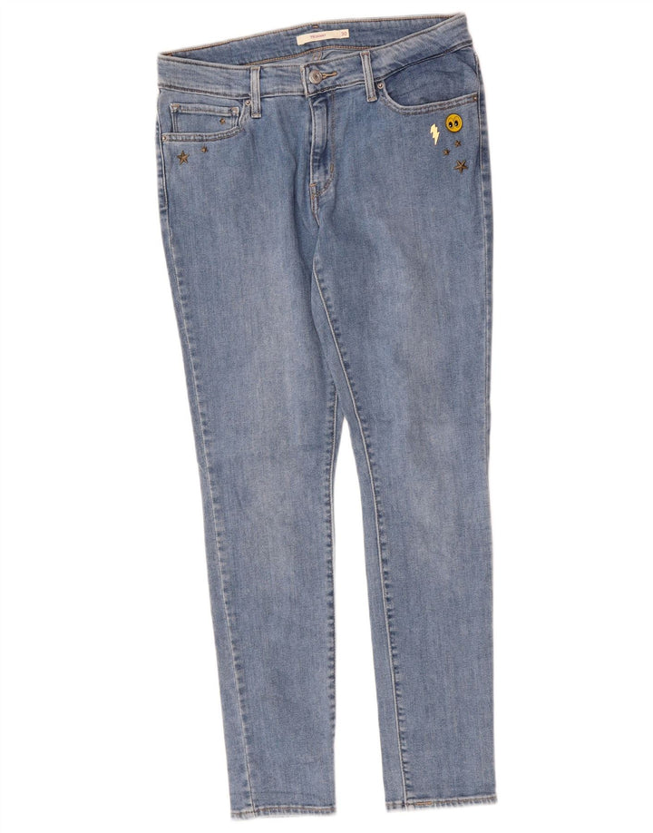 LEVI'S Dame 711 Skinny Jeans W30 L29 Blå Bomuld