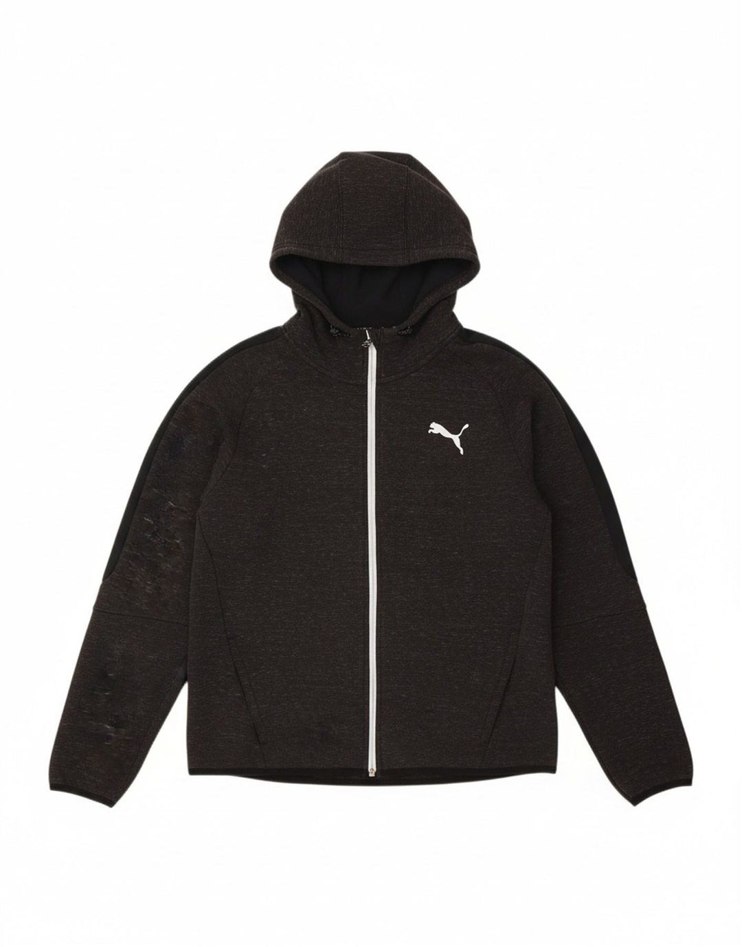 PUMA Mens Zip Hoodie Sweater Large Grey Colourblock Cotton