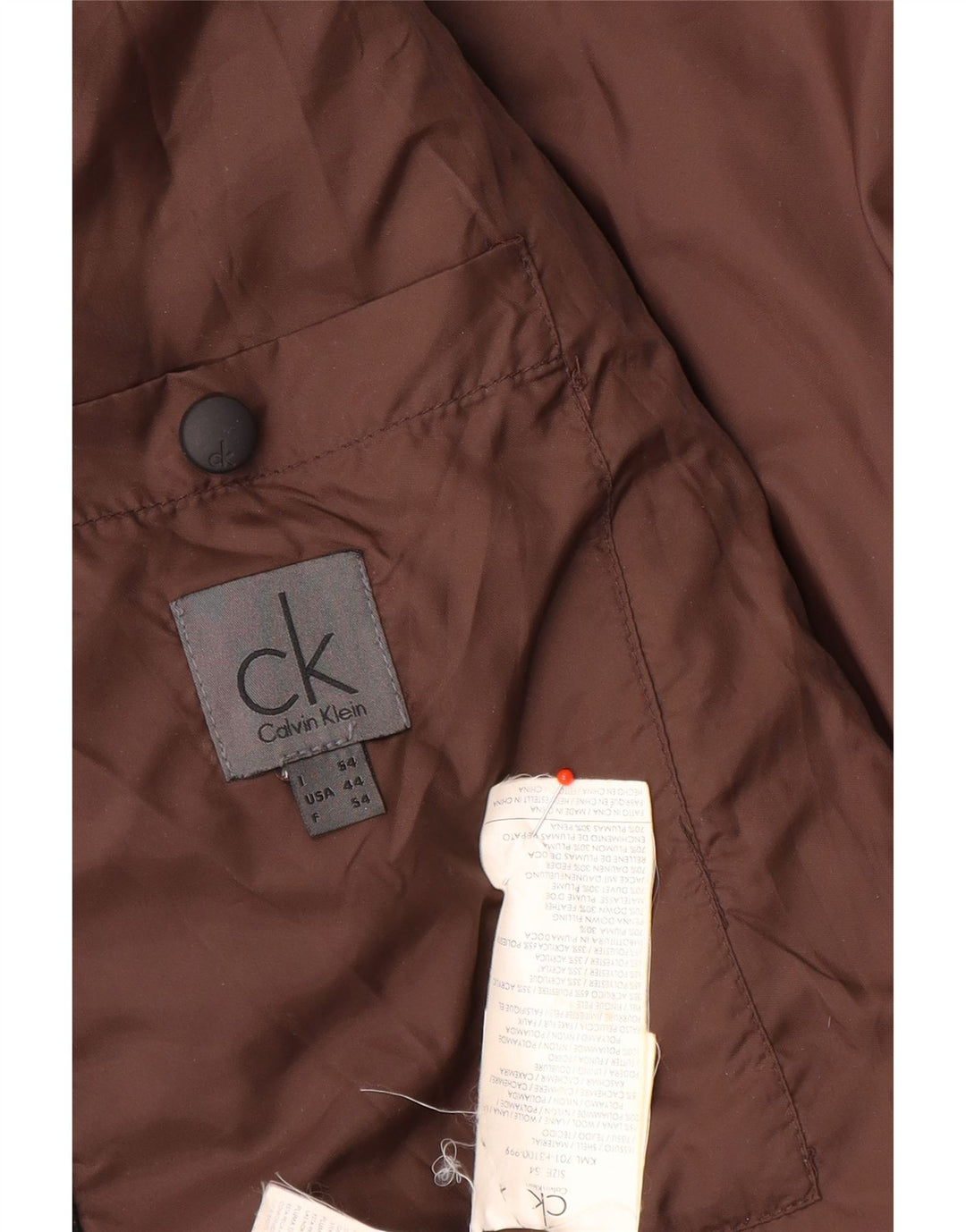 Calvin Klein Herre Polstret Jakke IT 54 2XL Sort Uld