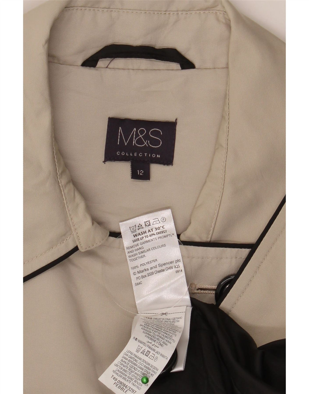 Marks & Spencer Trench Coat til kvinder UK 12 Medium Beige Polyester