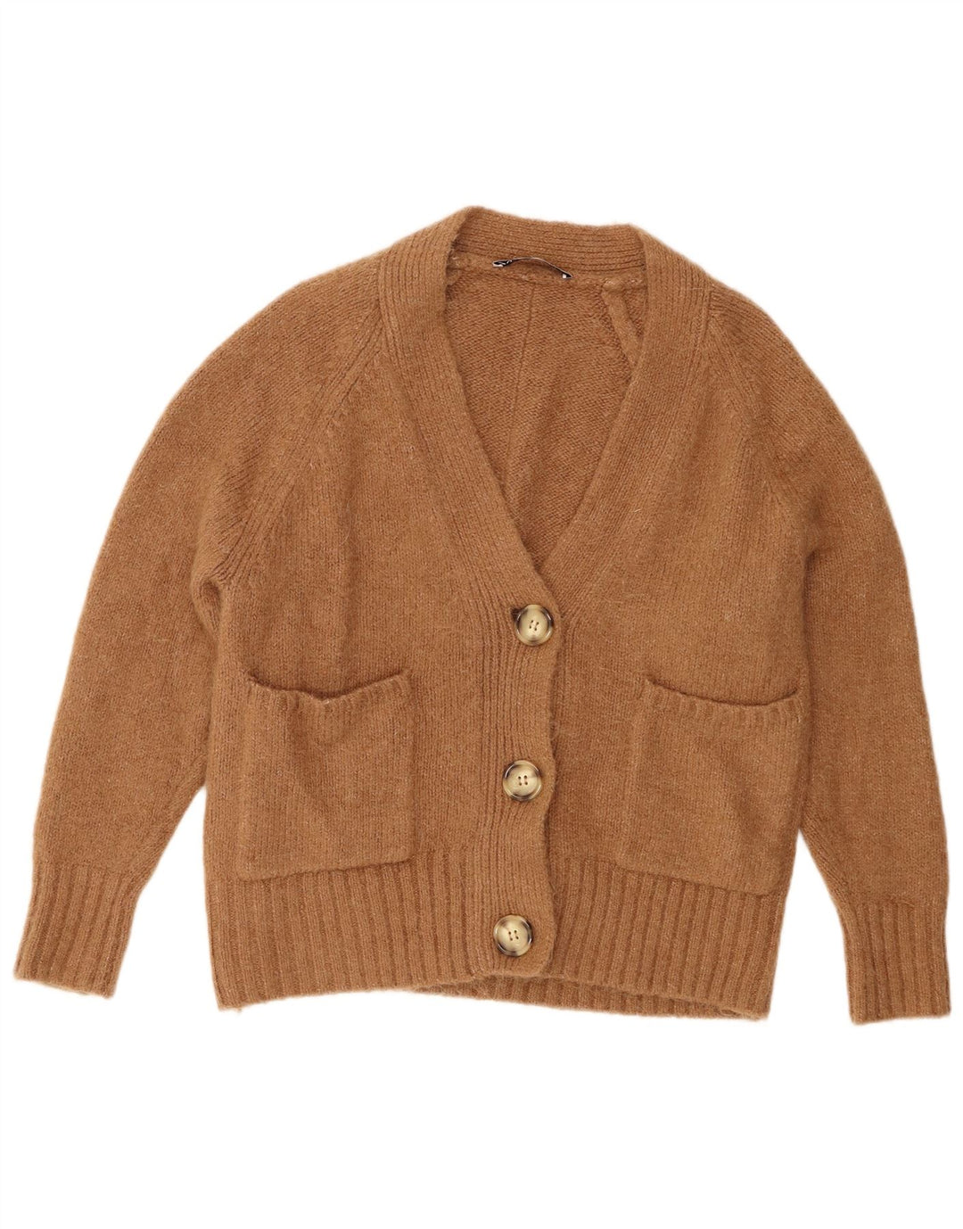 Zara Dame Oversized Cardigan Sweater UK 10 Lille Brun