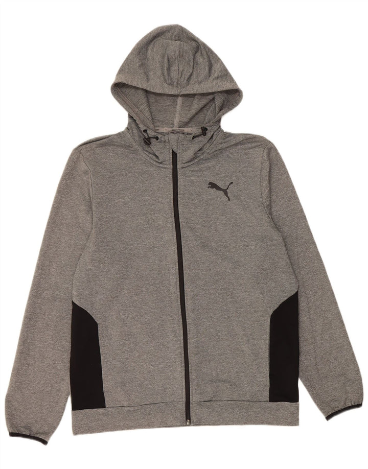 PUMA Mens Zip Hoodie Sweater Large Grey Colourblock Polyester