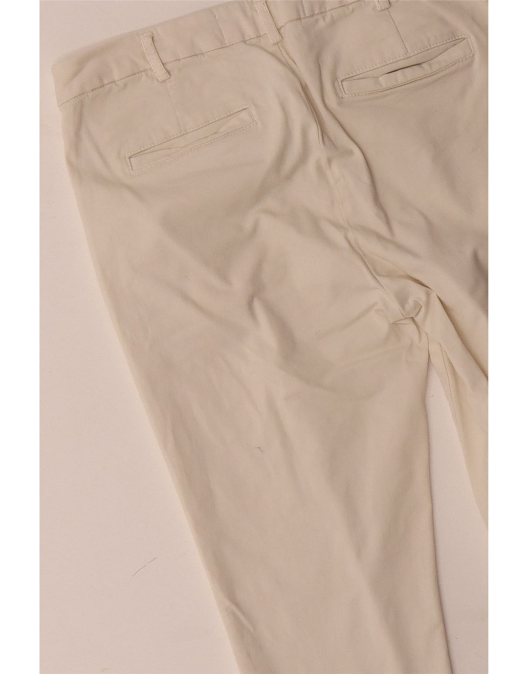 BENETTON Dame Slim Chino Bukser UK 12 Medium W32 L28 Off White Bomuld