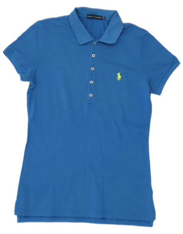 RALPH LAUREN Dame Polo Shirt UK 12 Medium Blue Bomuld