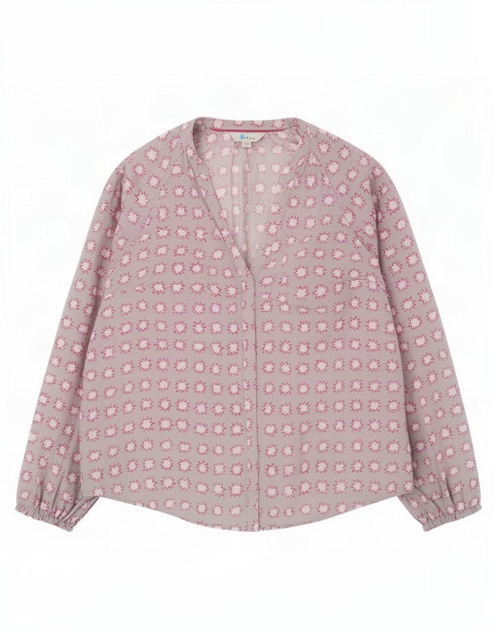 Boden Dame abstrakt mønster Oversized skjorte bluse UK 10 Small Grey