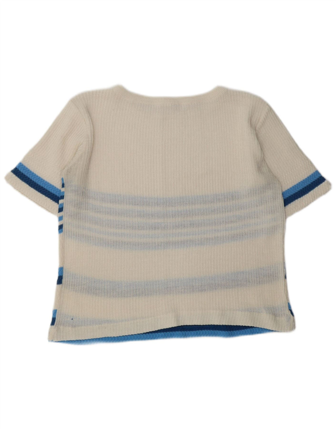 VINTAGE Dame Boat Neck Jumper Sweater UK 16 Stor hvid stribet