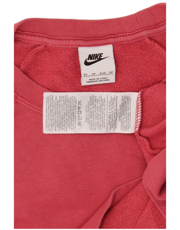 Nike Womens Crop Oversized Sweatshirt Jumper UK 6 XS Rød Bomuld