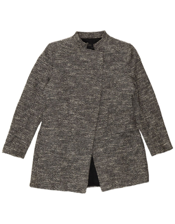 Zara Dame Overfrakke UK 18 XL Grå Flecked Bomuld