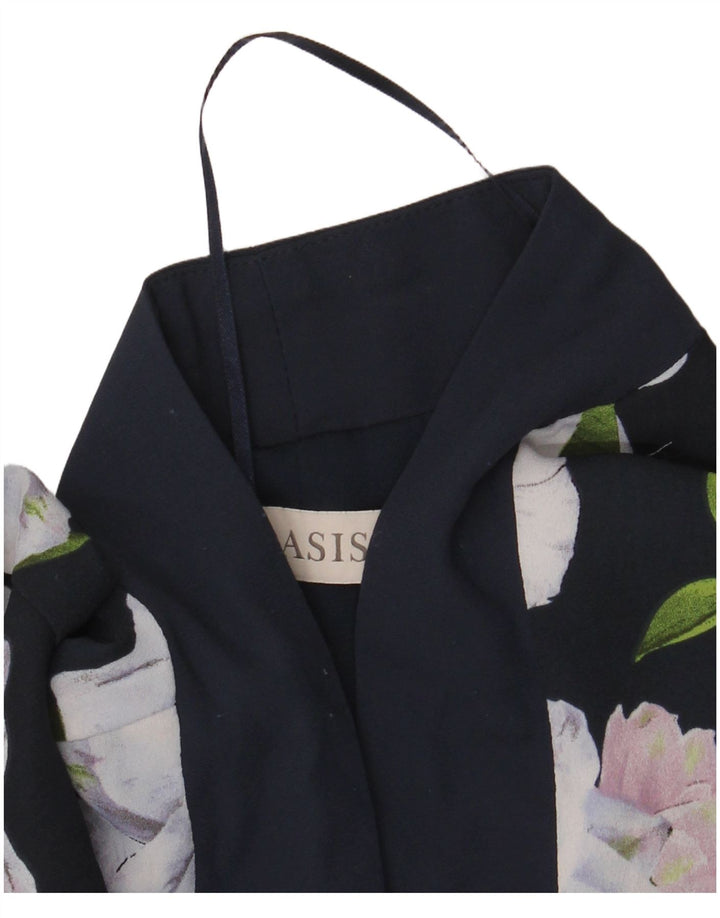 Oasis Dame Oversized Cardigan Top UK 12 Medium Navy Blue Floral