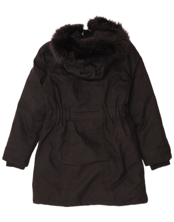 Mountain Warehouse Dame hætte polstret frakke UK 10 Lille sort polyester