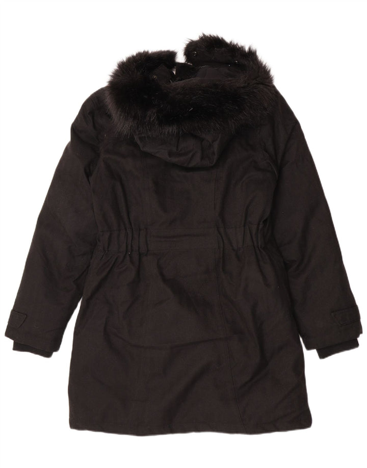 Mountain Warehouse Dame hætte polstret frakke UK 10 Lille sort polyester
