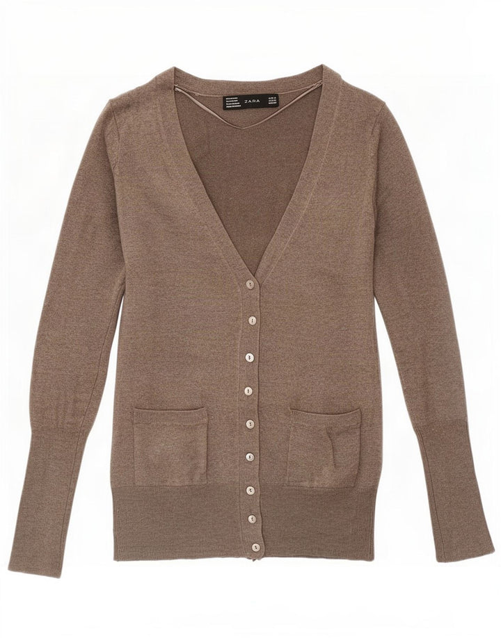 Zara Dame Cardigan Sweater UK 10 Small Grey Rayon
