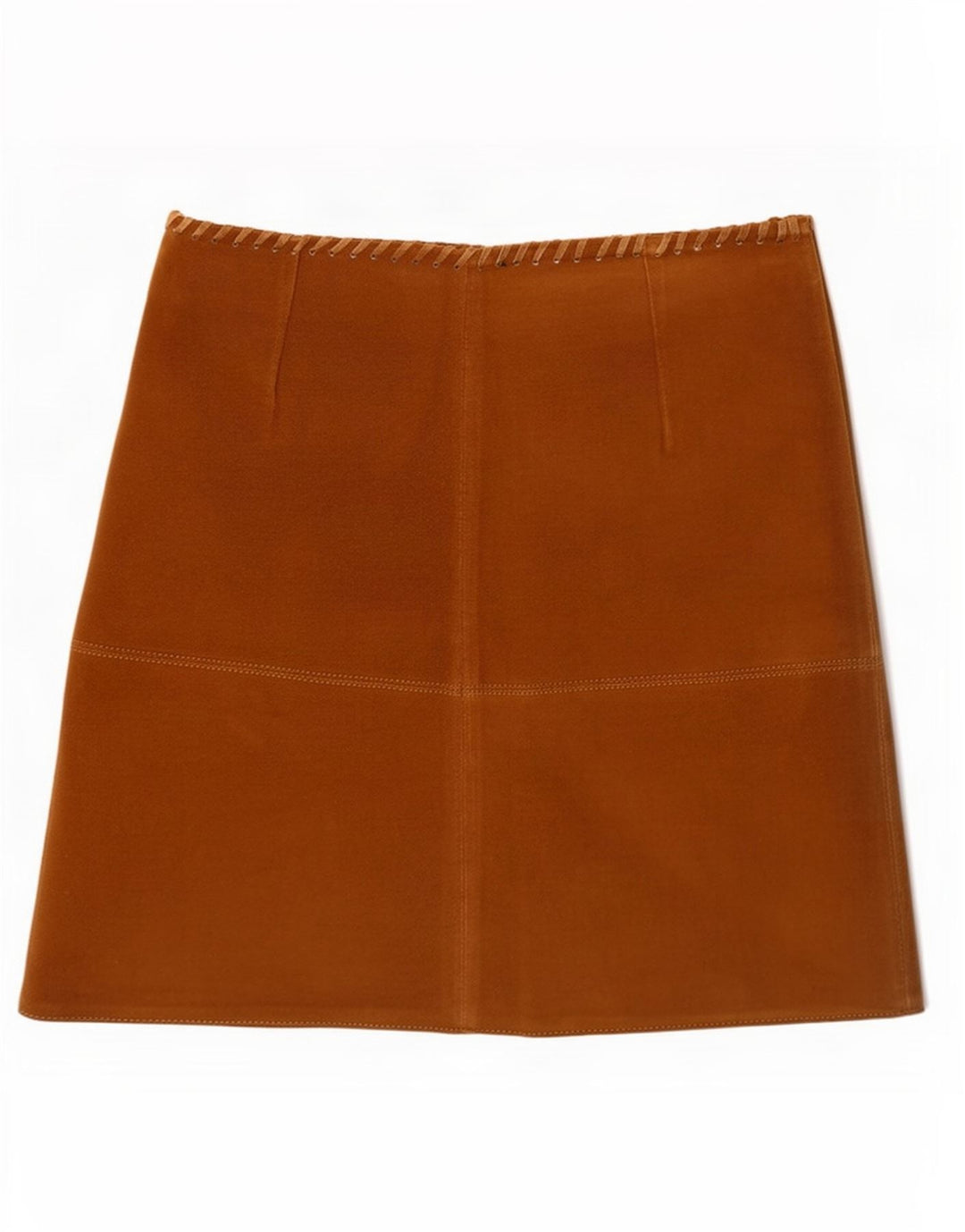 Zara Dame Ruskind Mini Nederdel Medium W28 Beige Læder