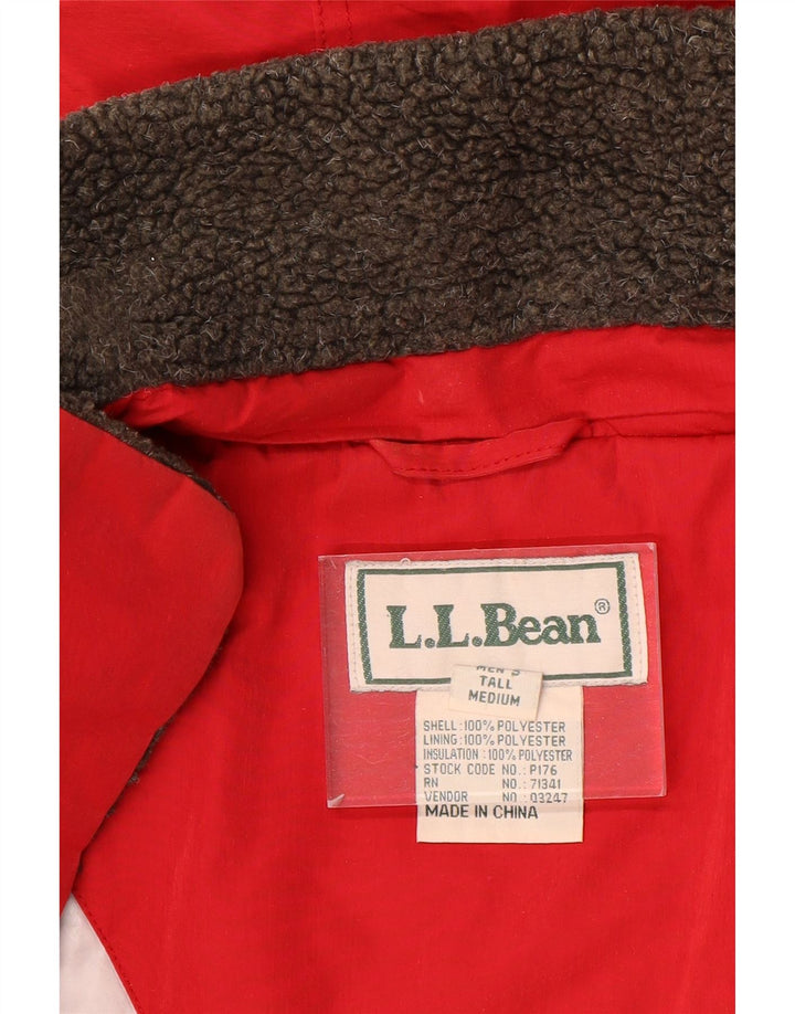 L.L.Bean Herre Høj Hætte Skijakke UK 38 Medium Rød Polyester