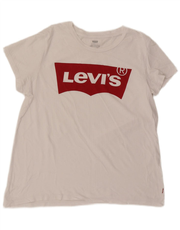Levi's Dame Grafisk T-Shirt Top UK 16 Large White