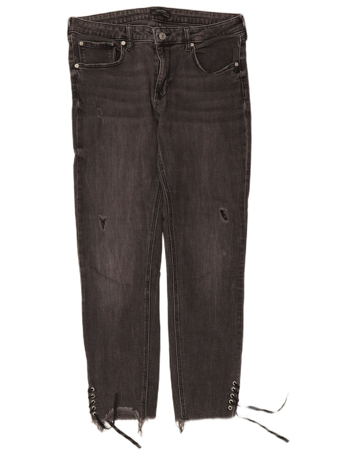 Zara Dame Distressed Slim Jeans EU 44 XL W34 L27 Grå