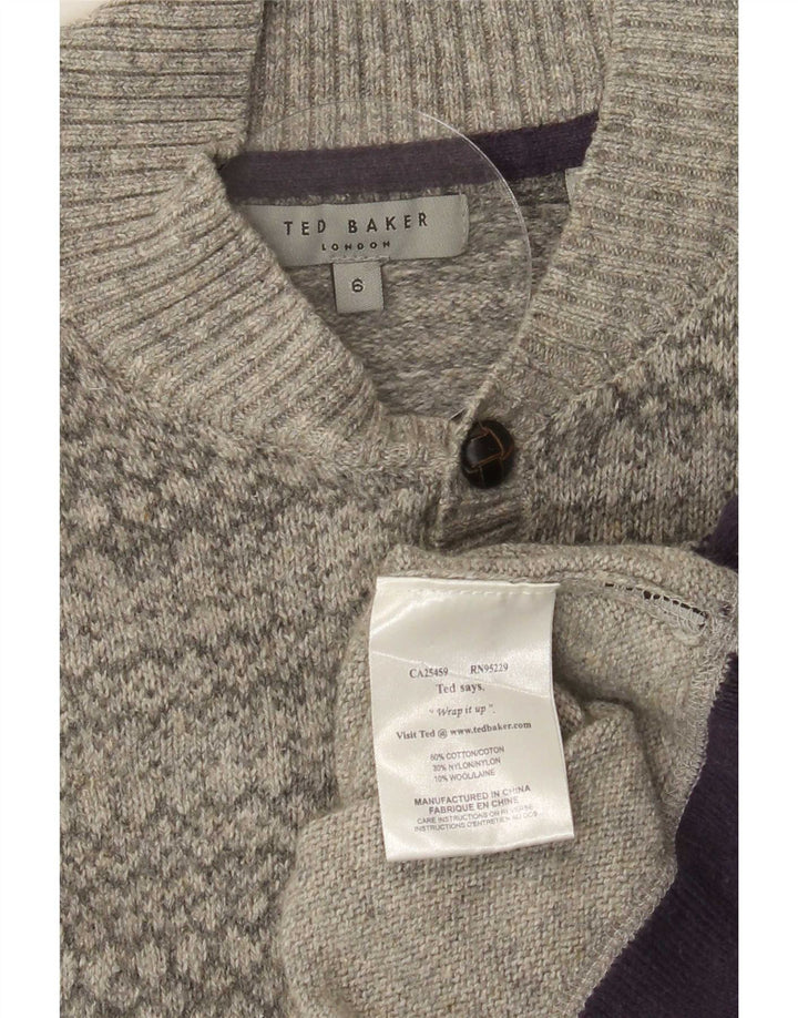 Ted Baker Herre Turtle Neck Jumper Sweater Størrelse 6 2XL Grå Bomuld