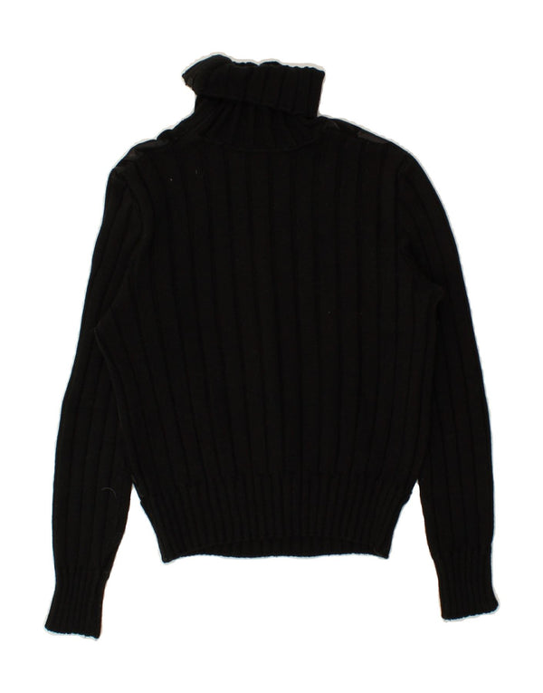 VINTAGE Dame Rullehalstrøje UK 10 Small Black Virgin Wool